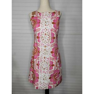 [Tibi] Pink Floral Shift Dress 4 Crochet Mod